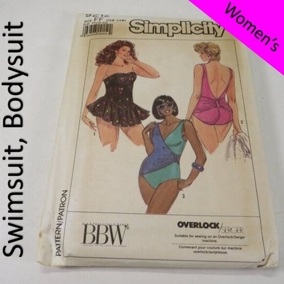 Simplicity 9212 Sewing Pattern Swimsuit Overlock/Surger 18W - 24W UNCUT - Picture 1 of 10